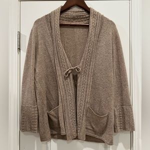 MAGASCHONI Cashmere Tan Tie Front Cardigan Sweater XL
